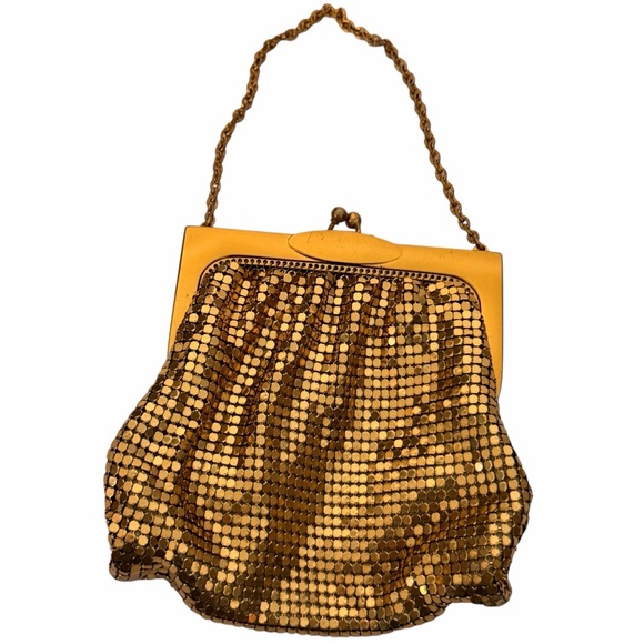 Whiting & Davis Handbags - Vintage Whiting & Davis Bag Womens Mini Gold Mesh Chain Kiss Lock Made USA